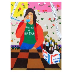 „Making a Call“ Porträtgemälde von Alan Fears, Pop Art