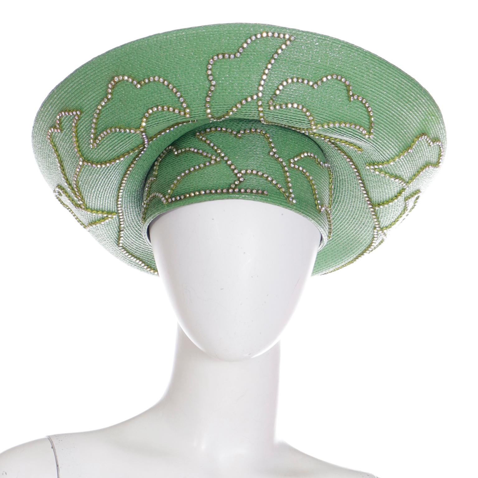 This stunning vintage Makins New York green coated straw hat is from an estate we acquired that included the most impressive hat collection we have ever come across! This stylish woman had a hat for every outfit for church and she dressed in nothing