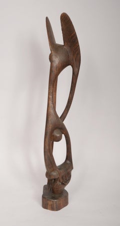 Makonde African Abstract Carved Wood Shetani Sculpture