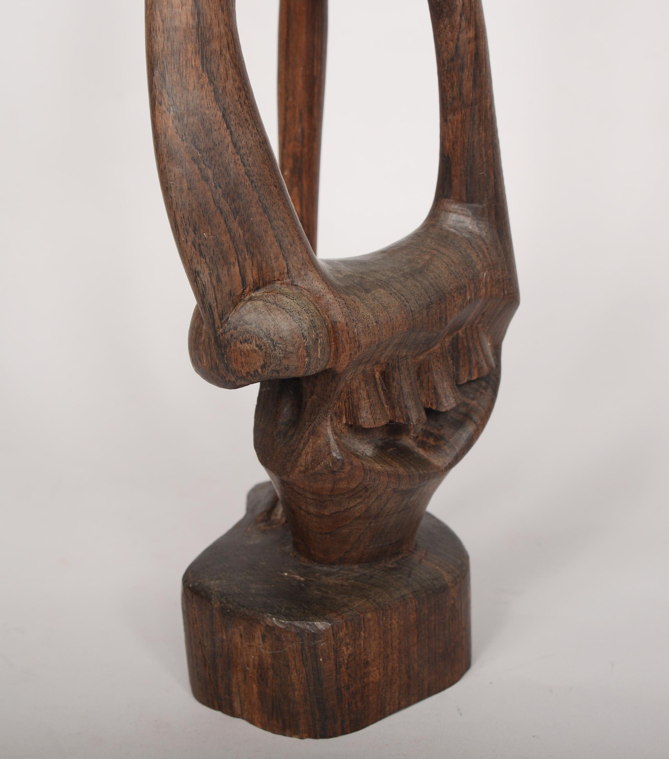 Tribal Makonde African Abstract Carved Wood Shetani Sculpture