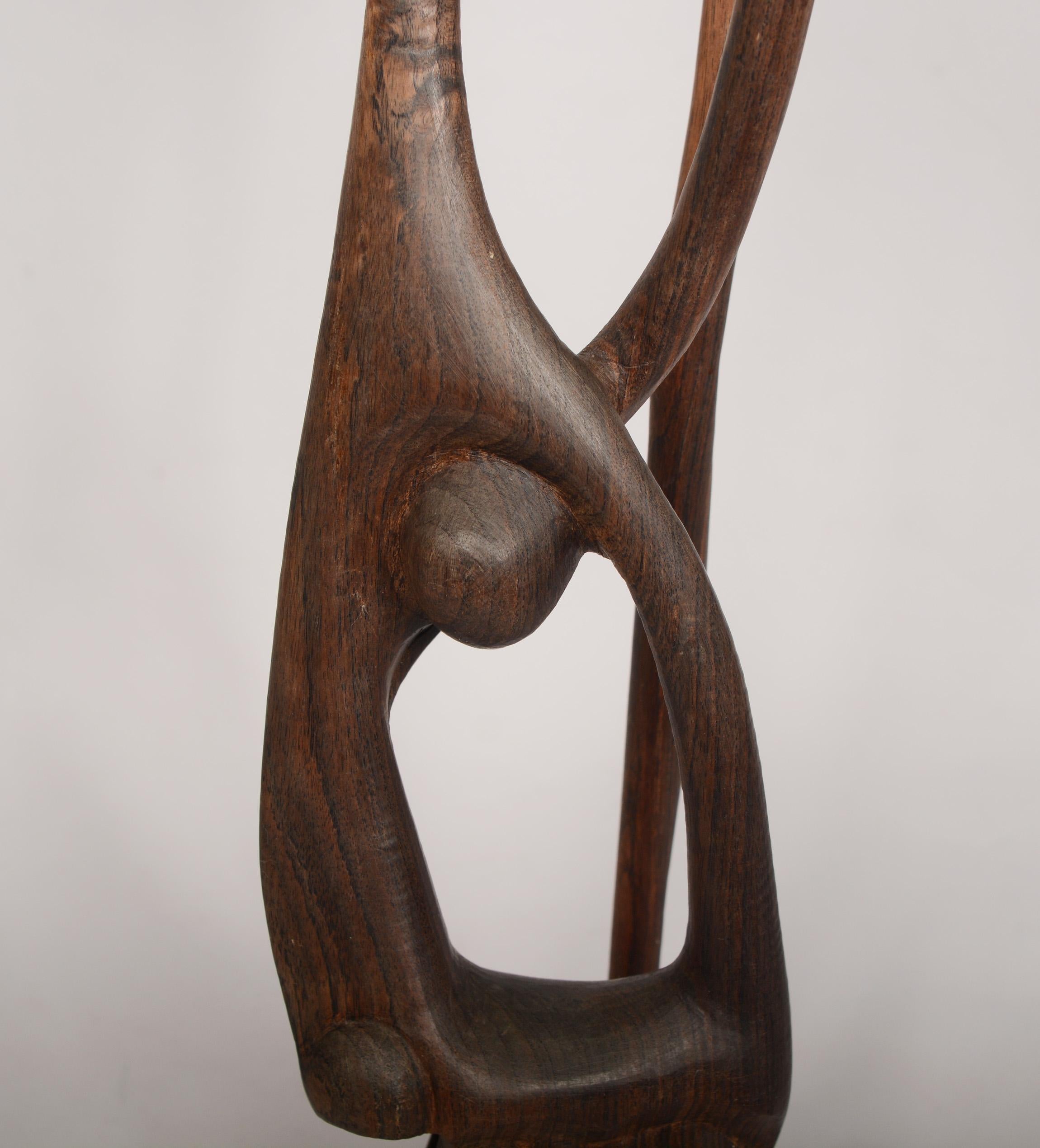 Makonde African Abstract Carved Wood Shetani Sculpture In Good Condition In San Mateo, CA