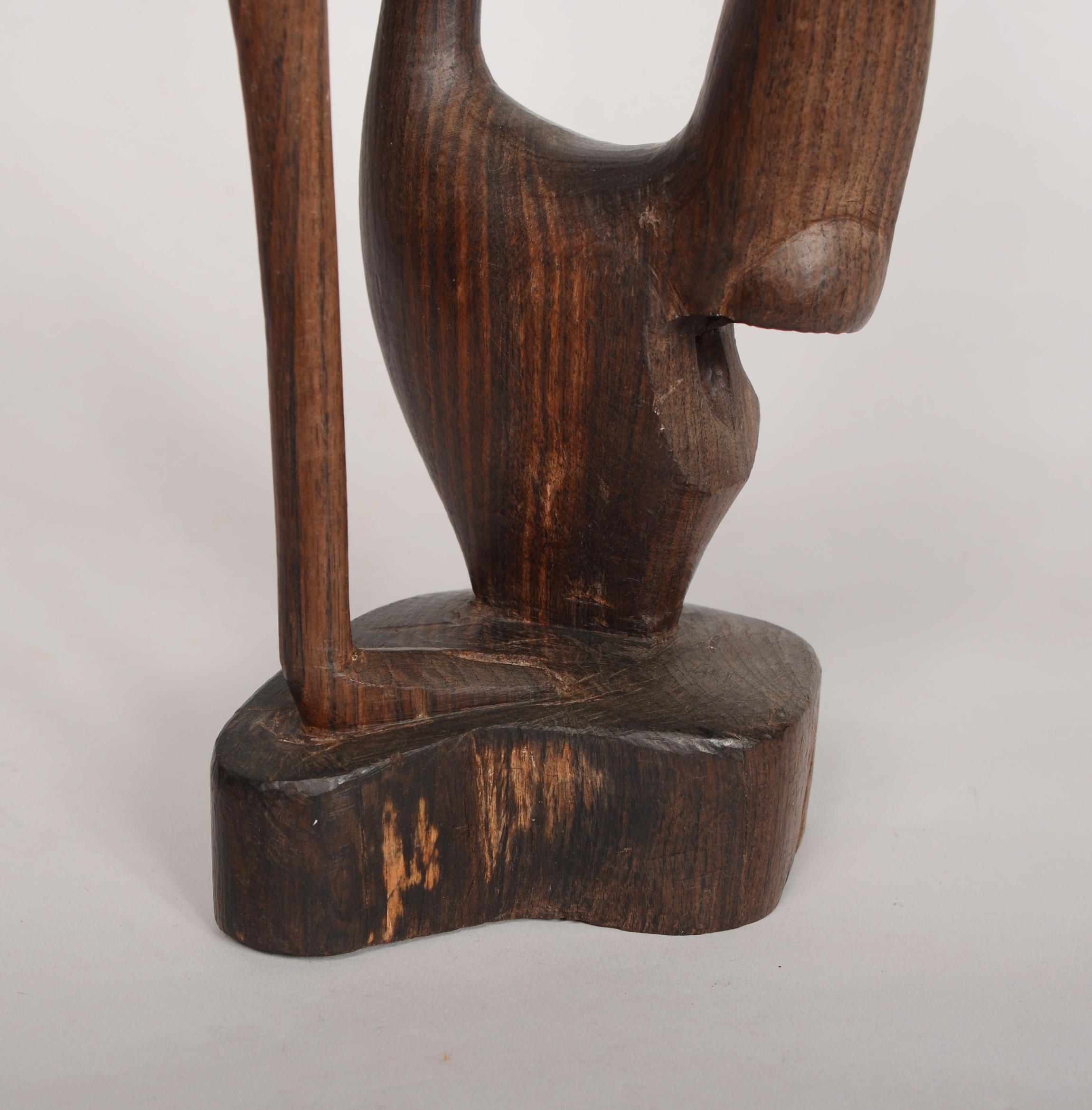 Mid-20th Century Makonde African Abstract Carved Wood Shetani Sculpture