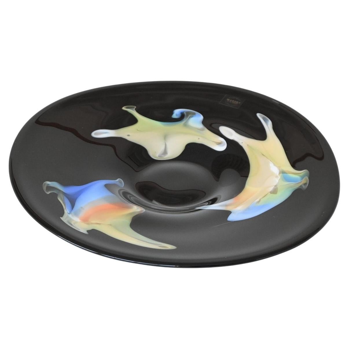 Makora Krosno large fruit bowl in glass Poland 1970