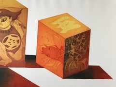 Kumadori by Makoto Ouchi, Japanese etching 18 of 60 Kabuki contemporary orange