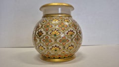 Makrana Marble, Mughal Style, Hand Painted Vase
