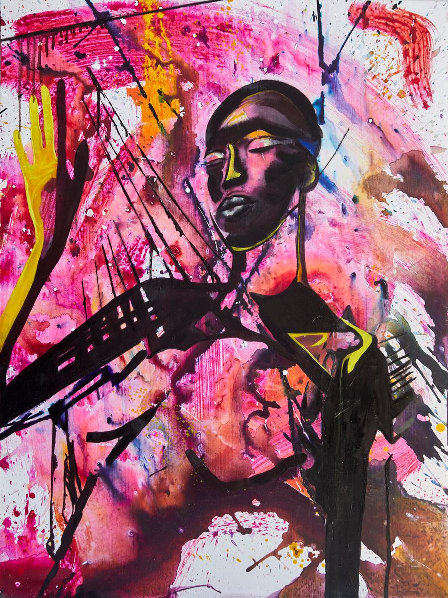 Maku López  Figurative Painting - Black Goddess