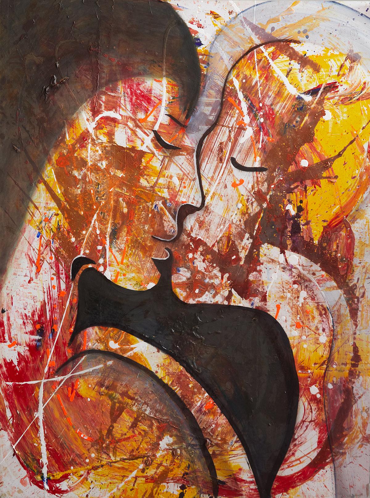 Maku López  Figurative Painting - The Kiss