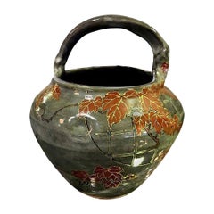 Makuzu Kozan II Cuenco de cerámica japonesa con flores firmado y estampado
