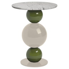 Mala Side Table, White Marble and Ivory Lacquer, Le Berre Vevaud