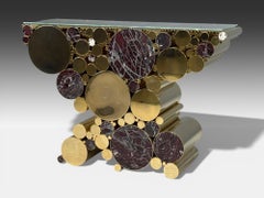 Malabar, Polished Brass, Marble, Wanderlust Console, Portugal, 21st c.