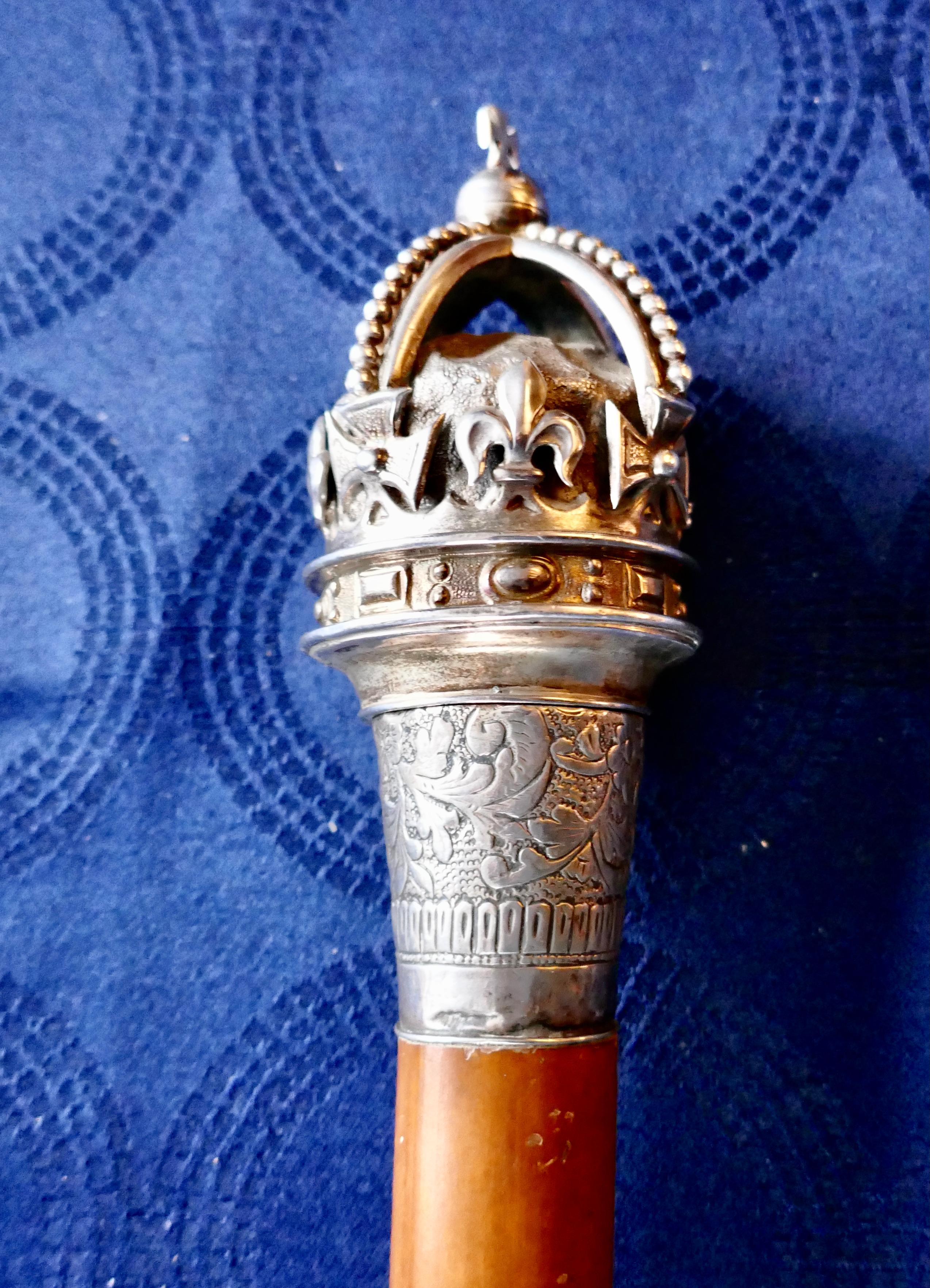 Malacca Walking Cane with Sliver Crown Pommel by J Wippell & Co Ltd 1916 5