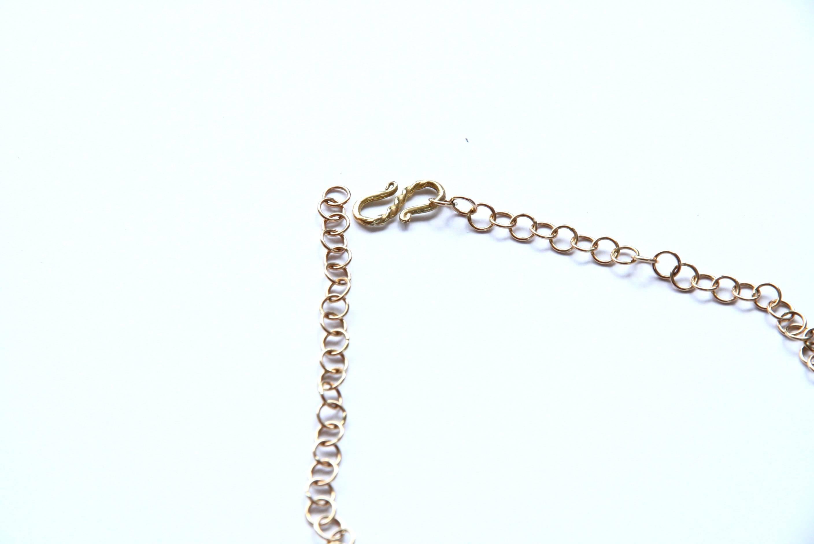Women's or Men's Malachite 18 k Gold Necklace For Sale