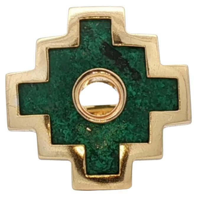 Bague Vintage Chakana en or jaune 18 carats et malachite en vente