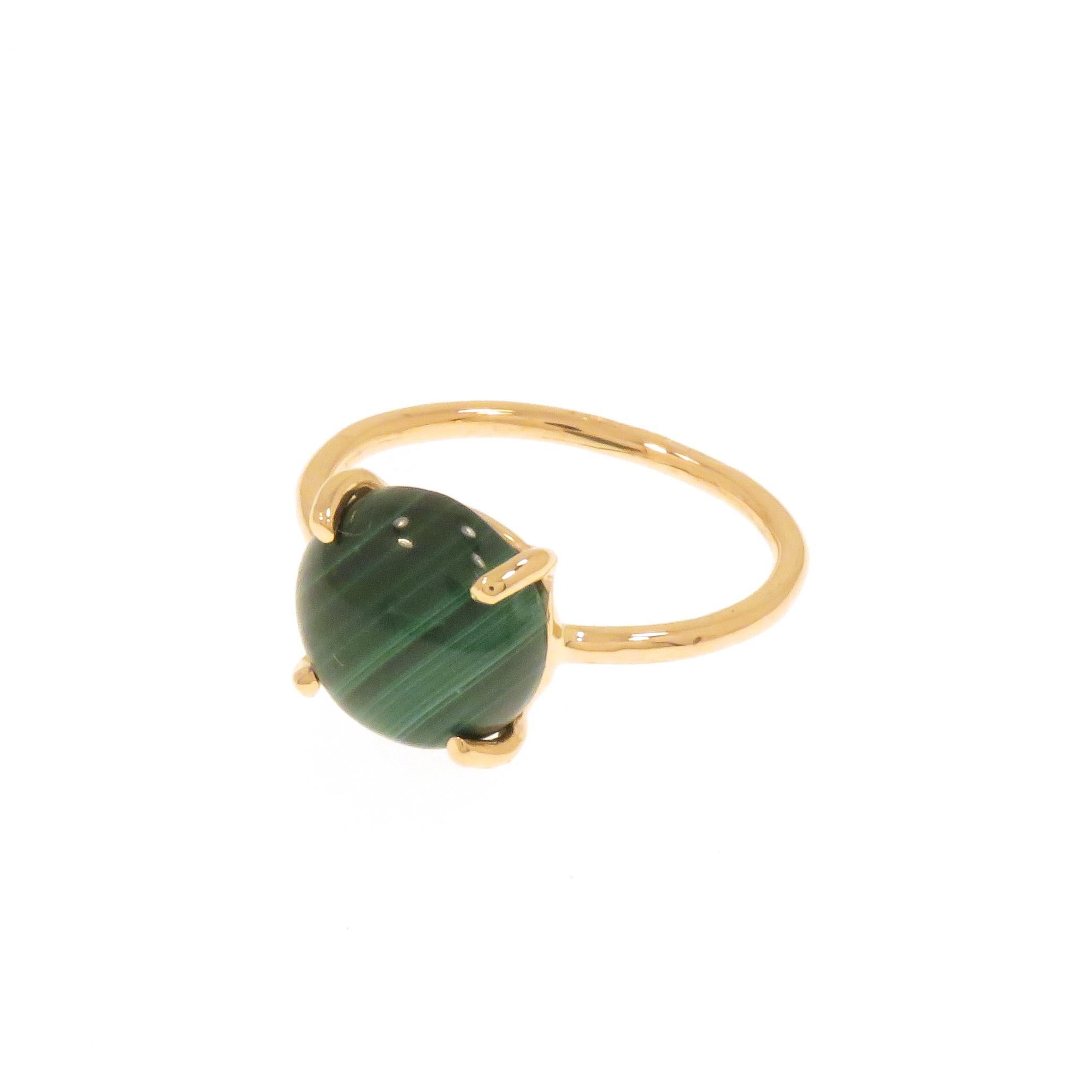 Malachite 9 Karat Rose Gold Ring Handcrafted in Italy In New Condition For Sale In Milano, IT