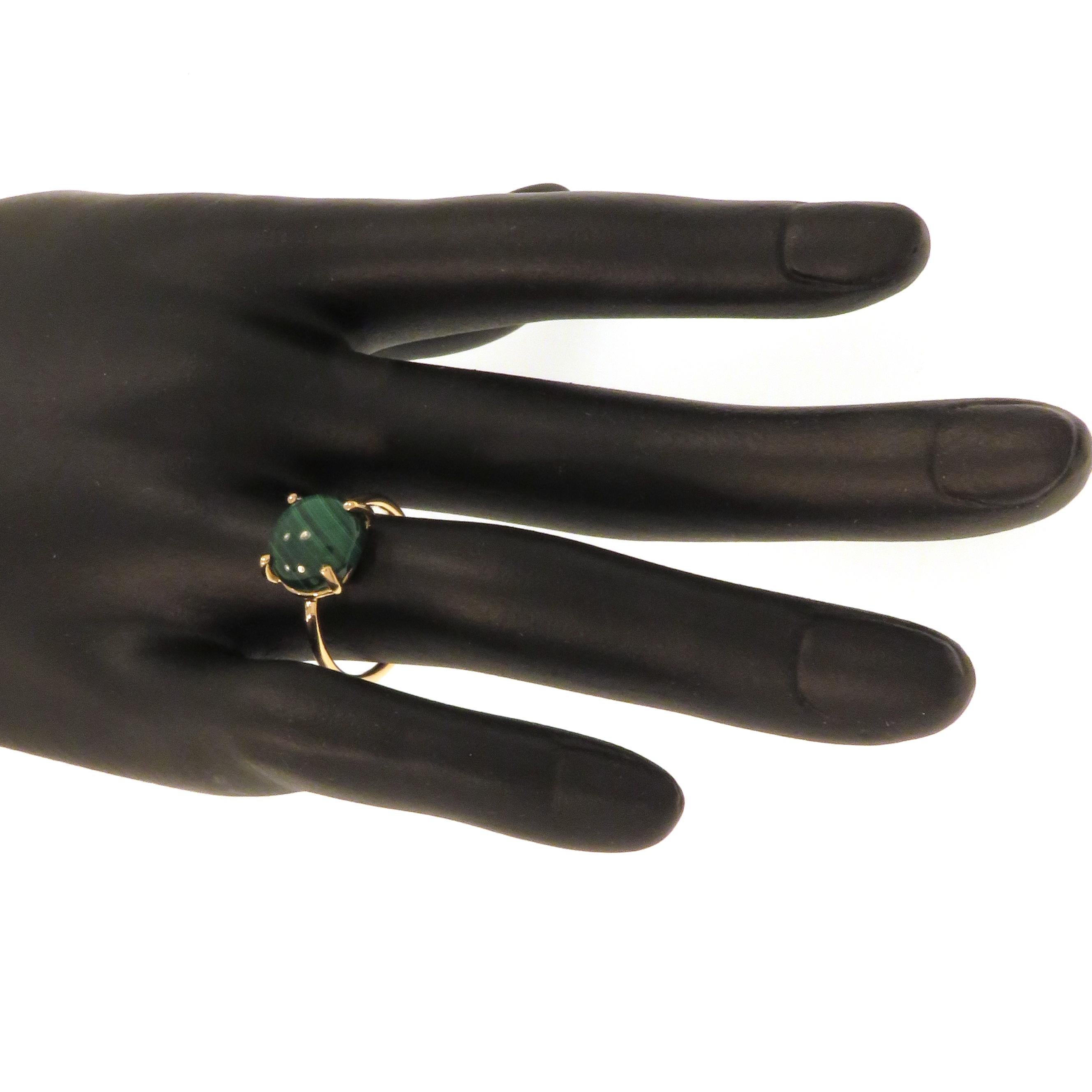 Women's Malachite 9 Karat Rose Gold Ring Handcrafted in Italy For Sale