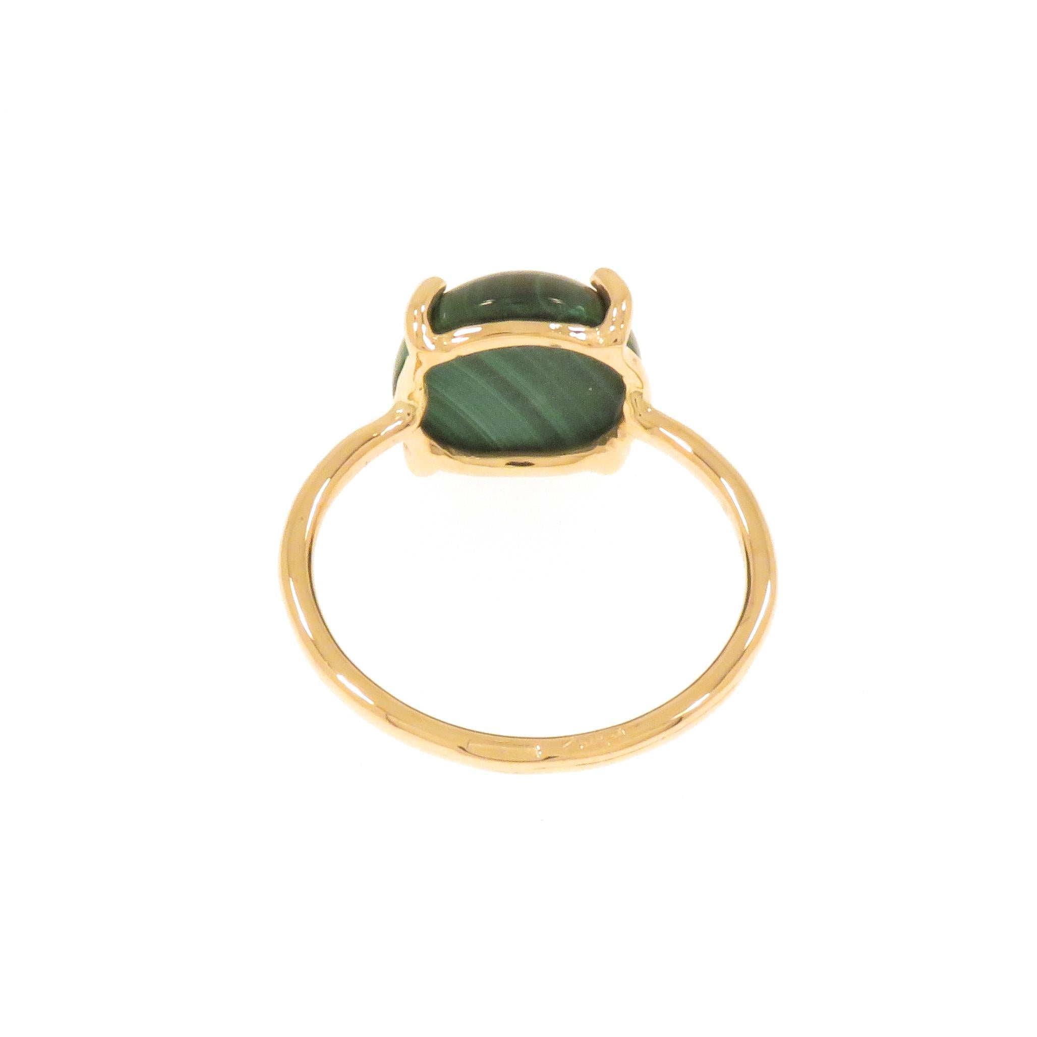 Malachite 9 Karat Rose Gold Ring Handcrafted in Italy For Sale 1