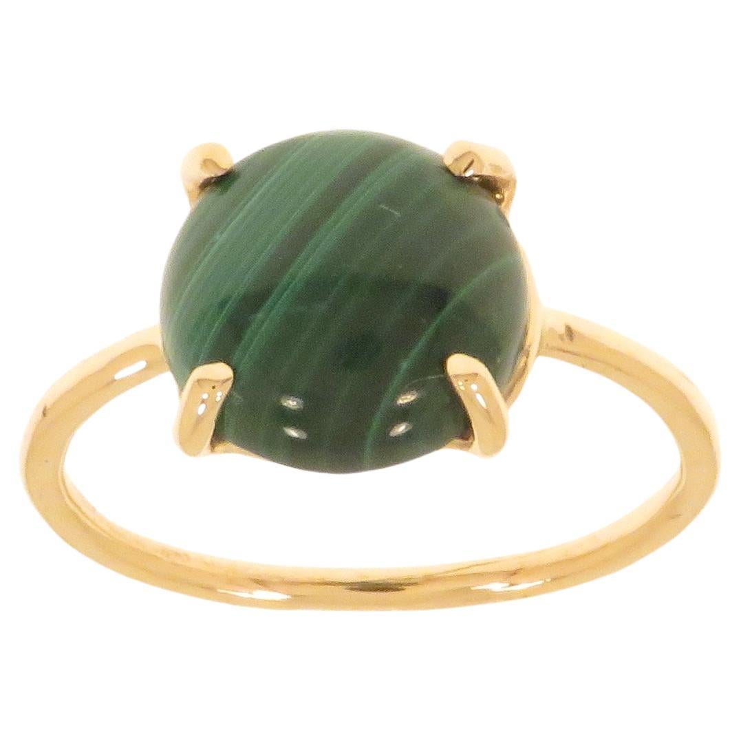 Malachite 9 Karat Rose Gold Ring Handcrafted in Italy For Sale