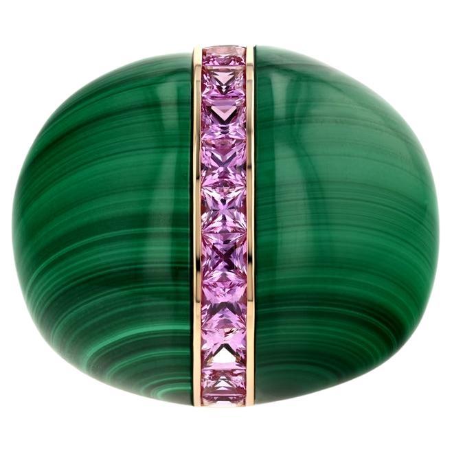 Malachite and and Pink Sapphire Ring
