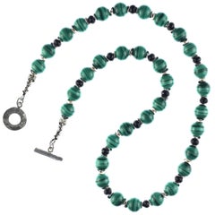 Malachite and Black Onyx necklace with Silver Accents