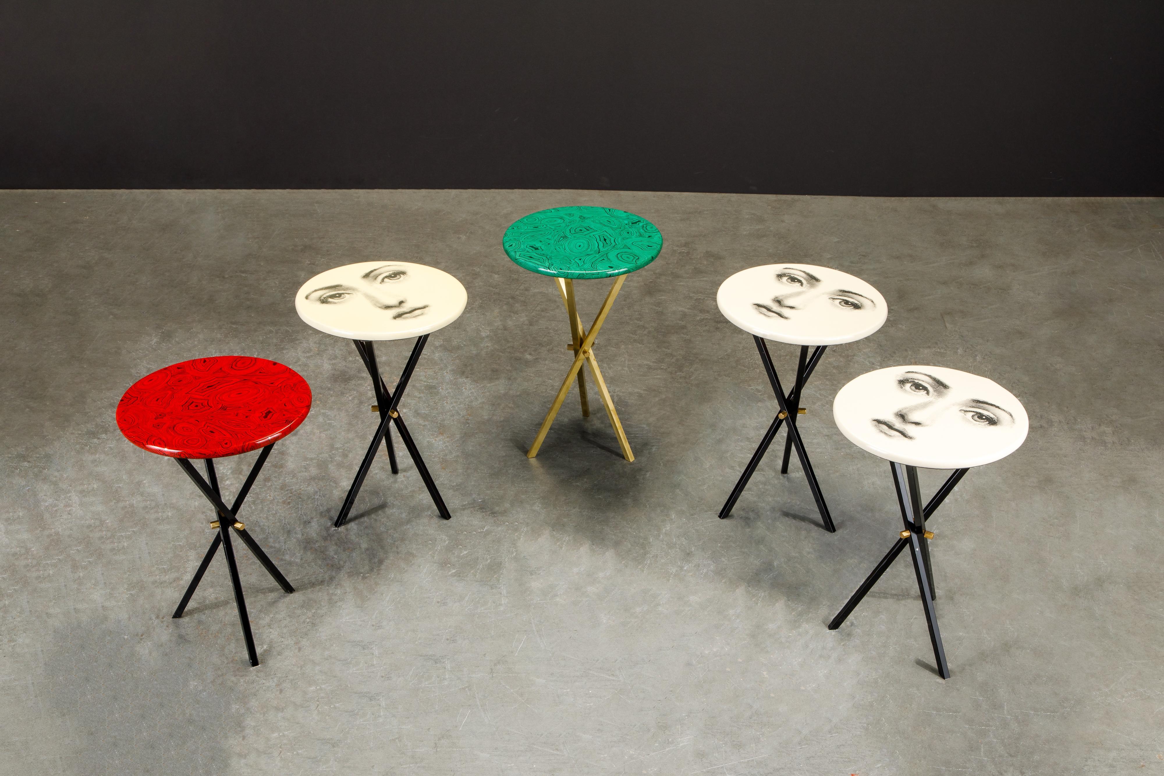 'Malachite' and Brass Side Table by Piero Fornasetti, circa 1970s, Signed 11