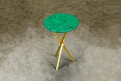 'Malachite' and Brass Side Table by Piero Fornasetti, circa 1970s, Signed