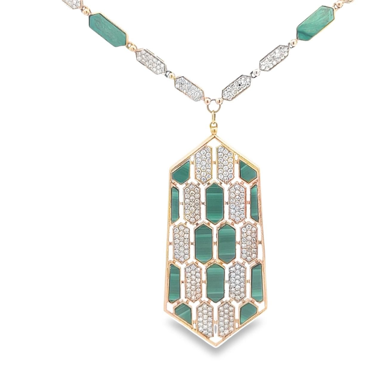 De las mujeres Collar de Malaquita y Diamantes 17 en venta
