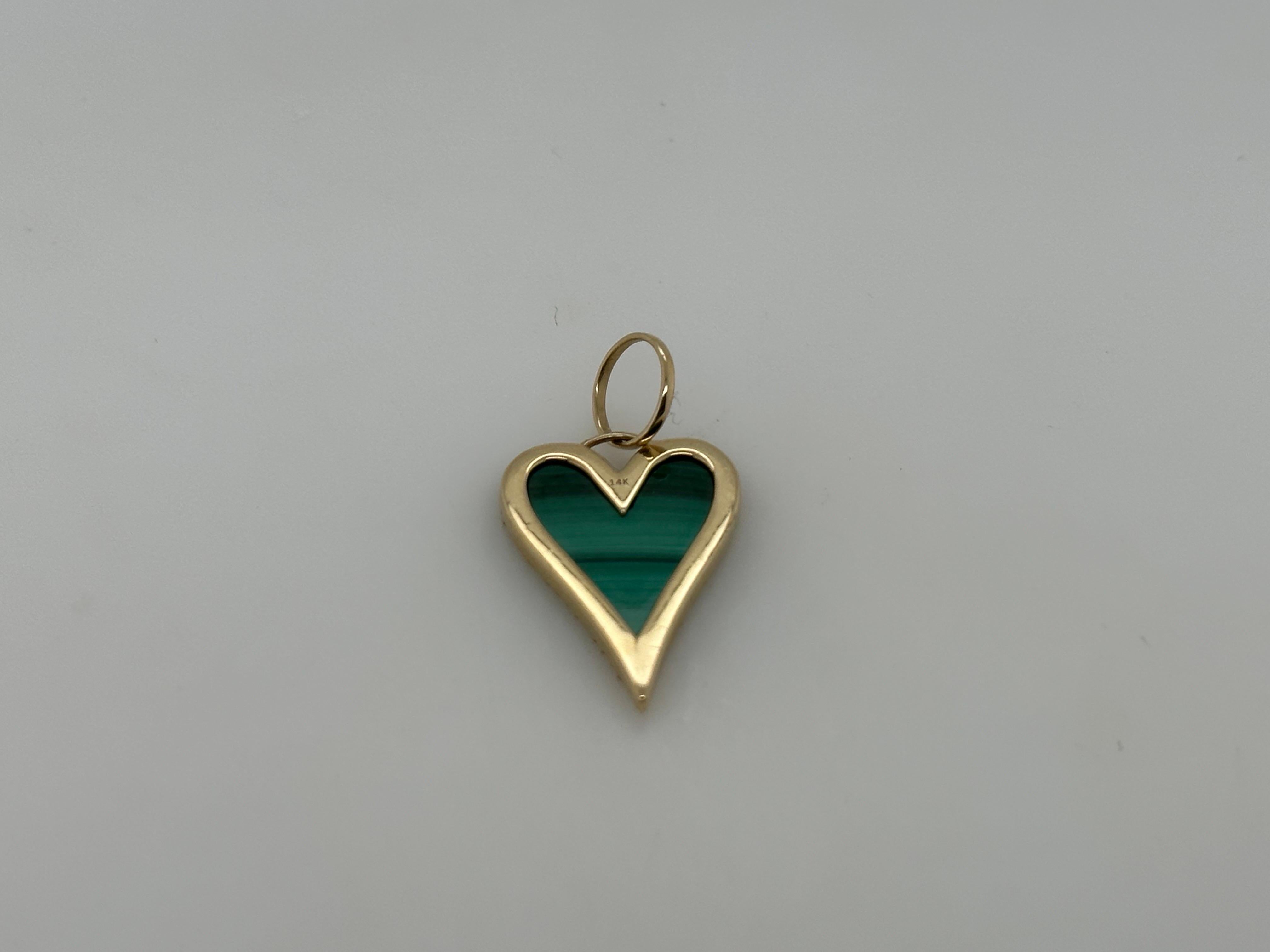 Malachite and Diamond Heart Charm In New Condition For Sale In Toronto, CA