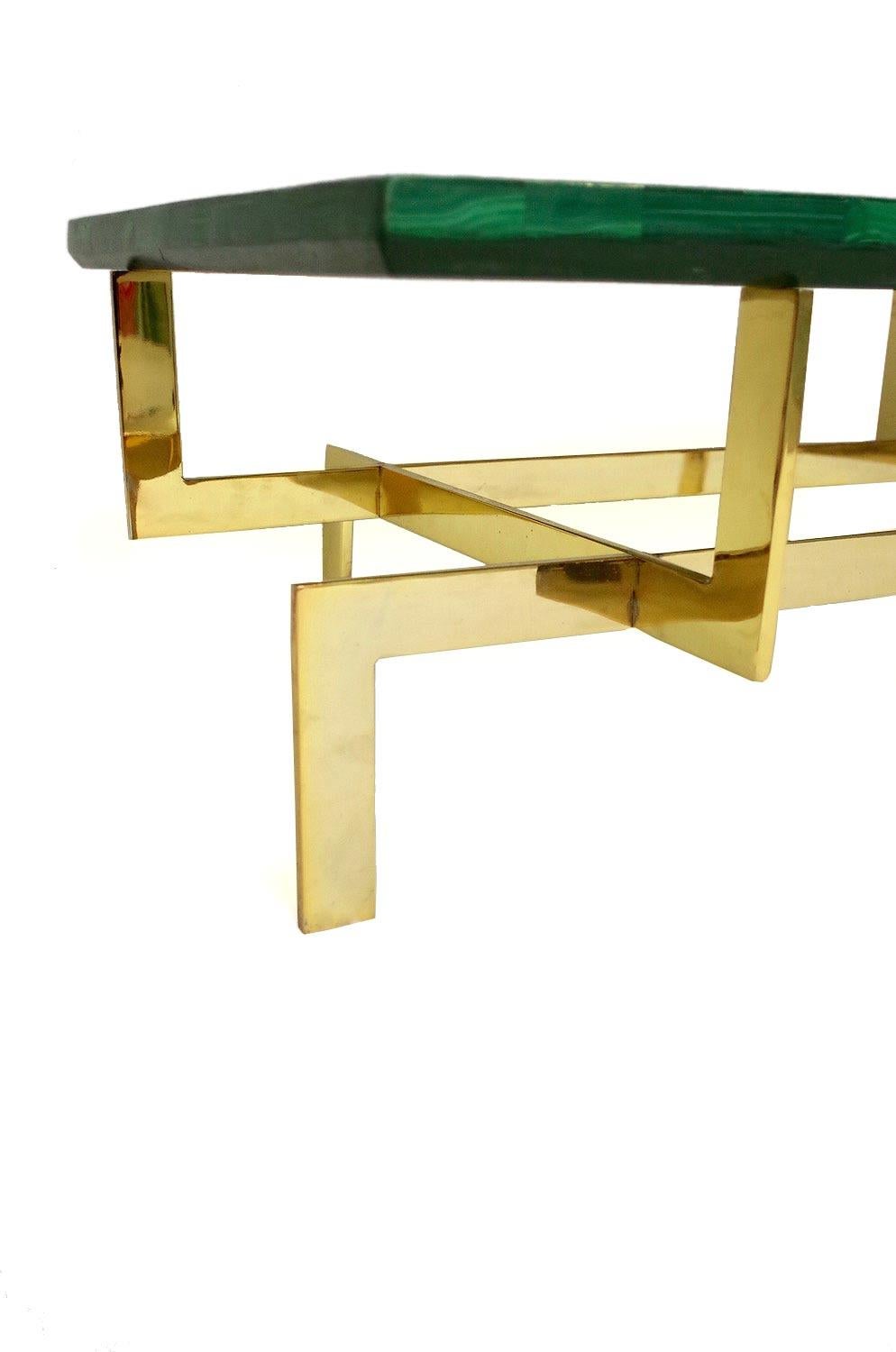 Malachite and Gilt Brass Coffee Table, circa 1970 In Good Condition In Saint-Ouen, FR
