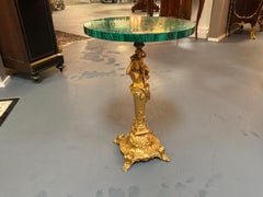 Malachite and gilt figural bronze table side table