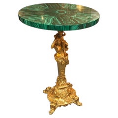 Malachite and gilt figural bronze table side table
