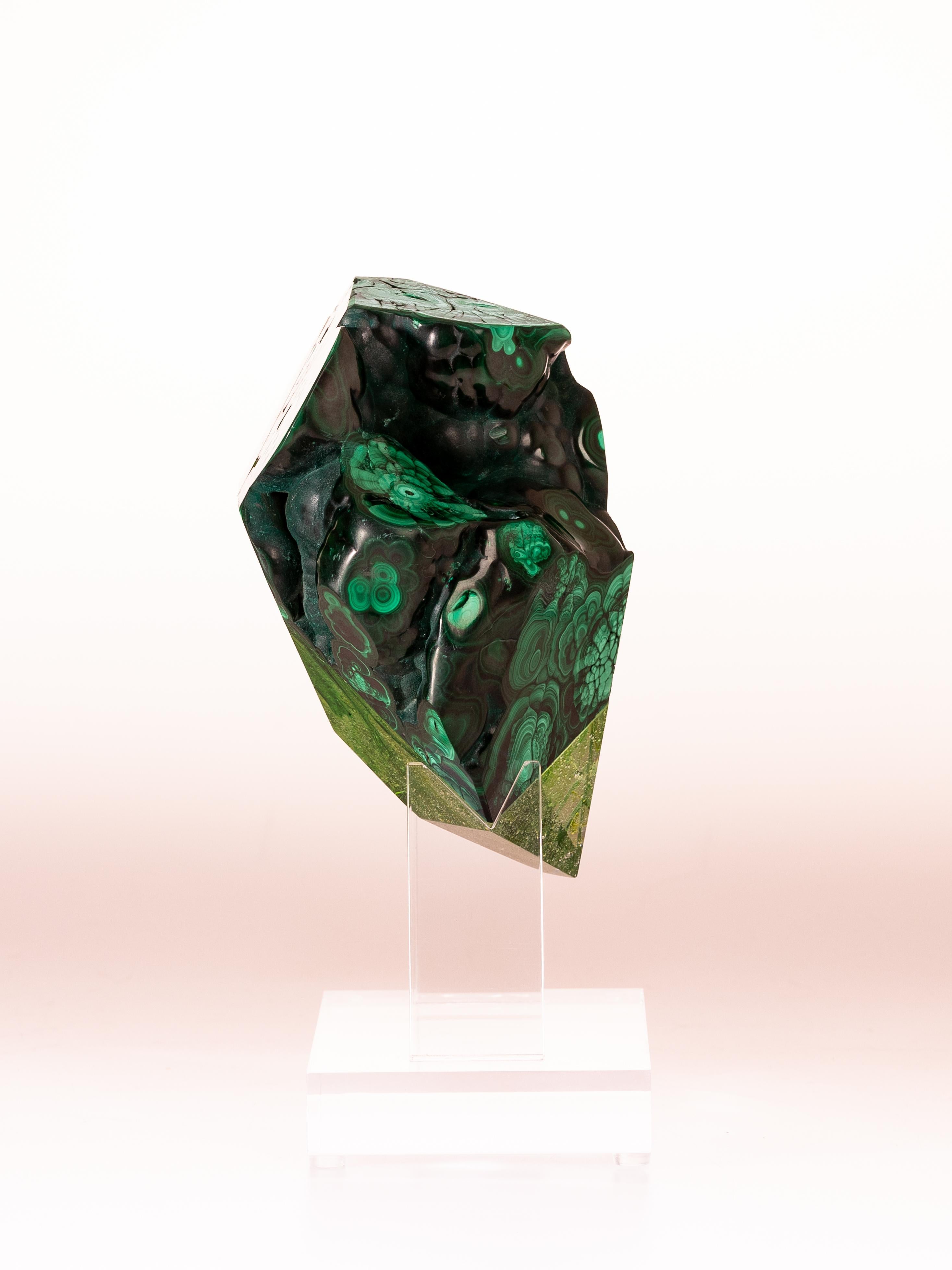 Malachite and Glass Sculpture In Excellent Condition In Polanco, CDMX