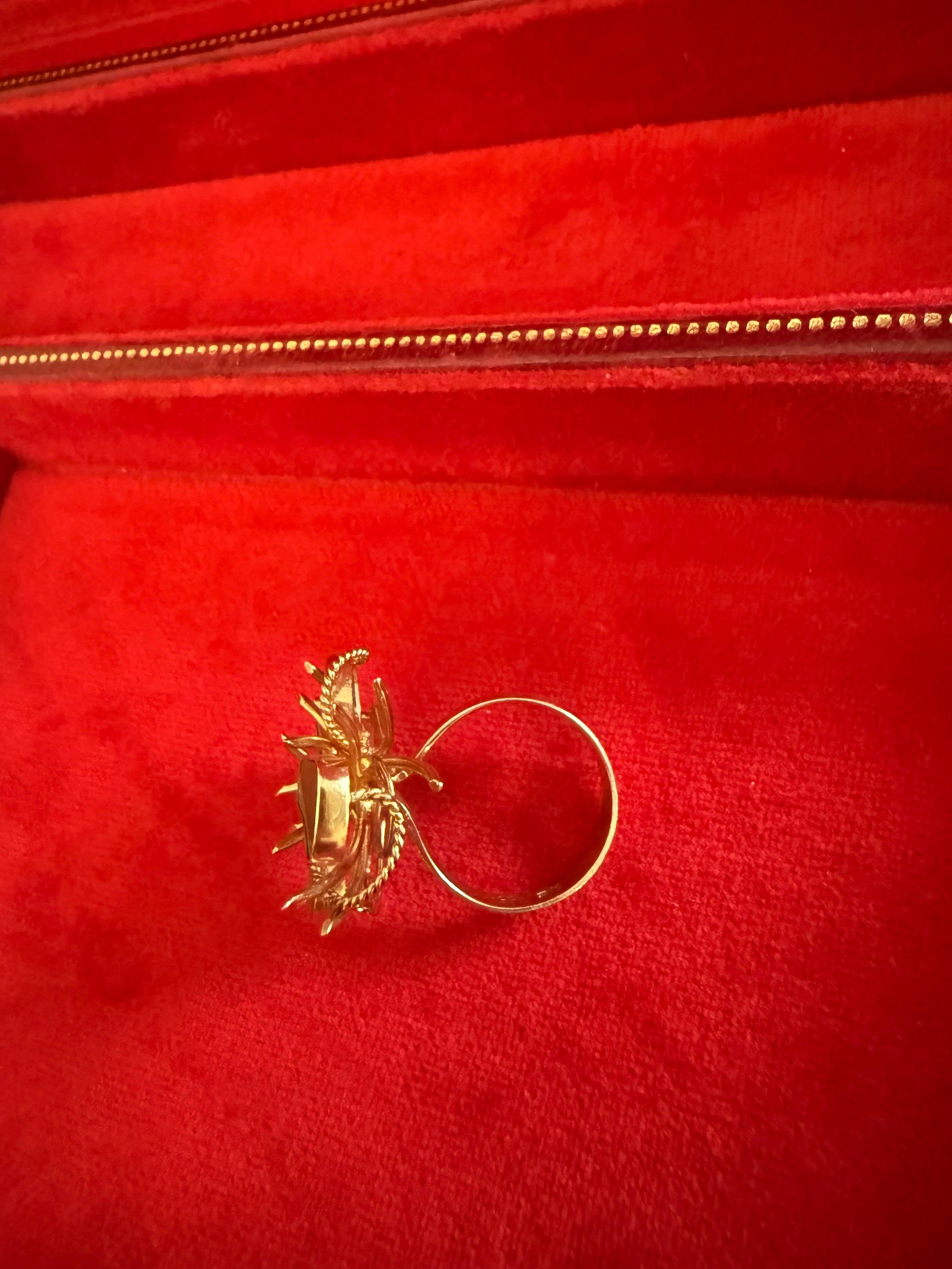 da uomo o donna Anello Trifoglio in malachite e oro in vendita