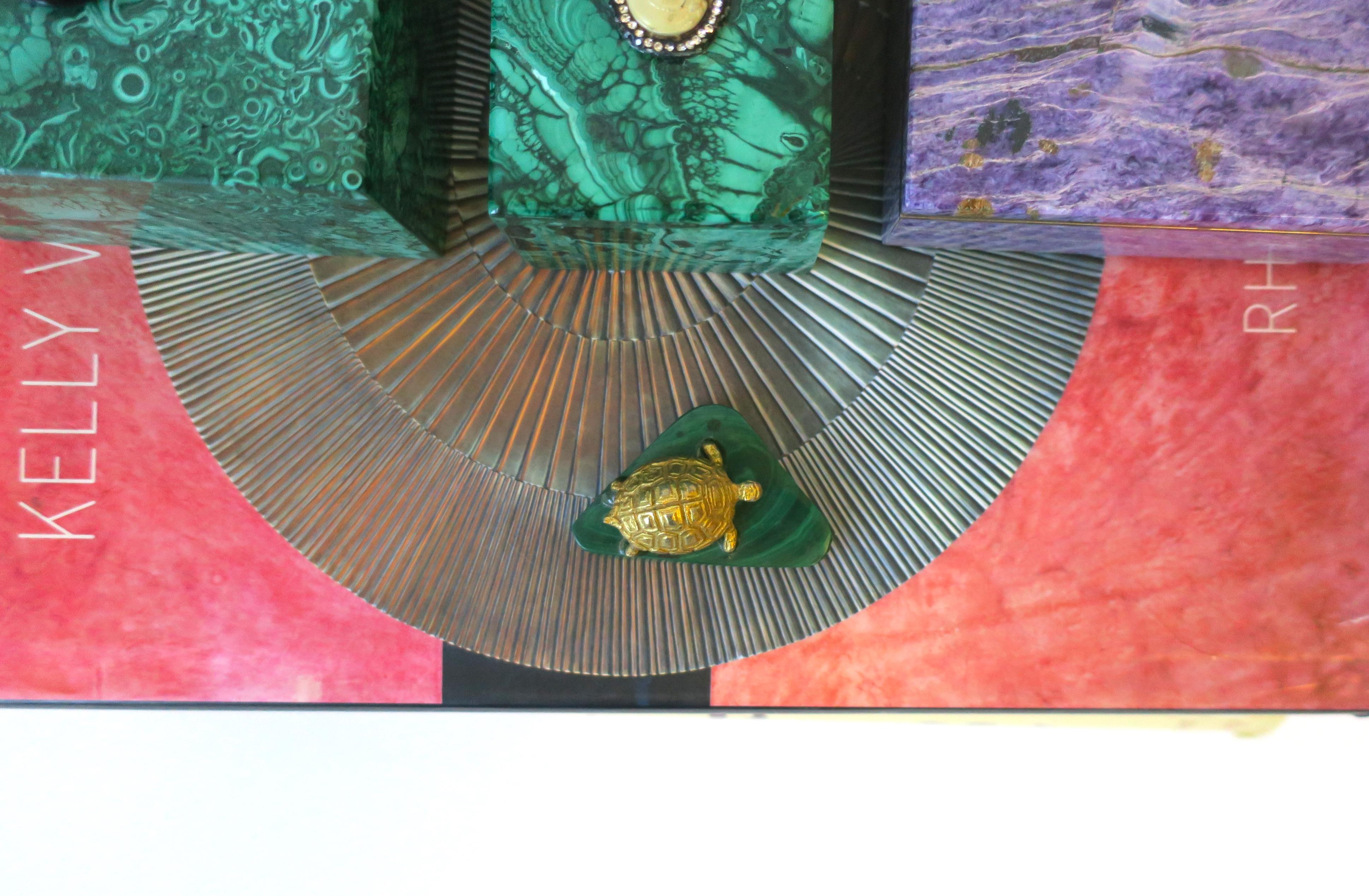 Malachite and Gold Gilt Bronze Turtle Animal Sculpture Decorative Object 7