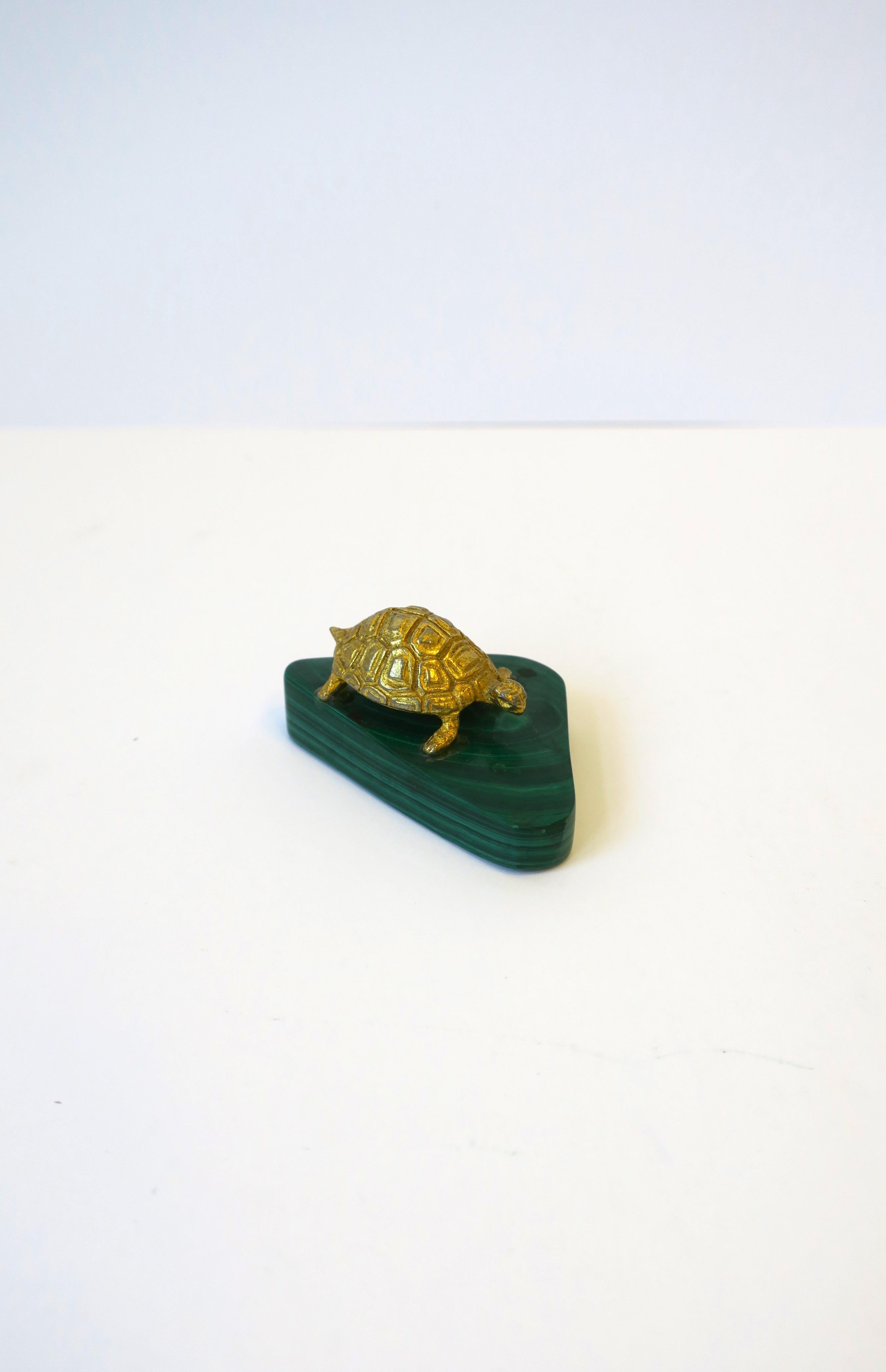 Malachite and Gold Gilt Bronze Turtle Animal Sculpture Decorative Object 2
