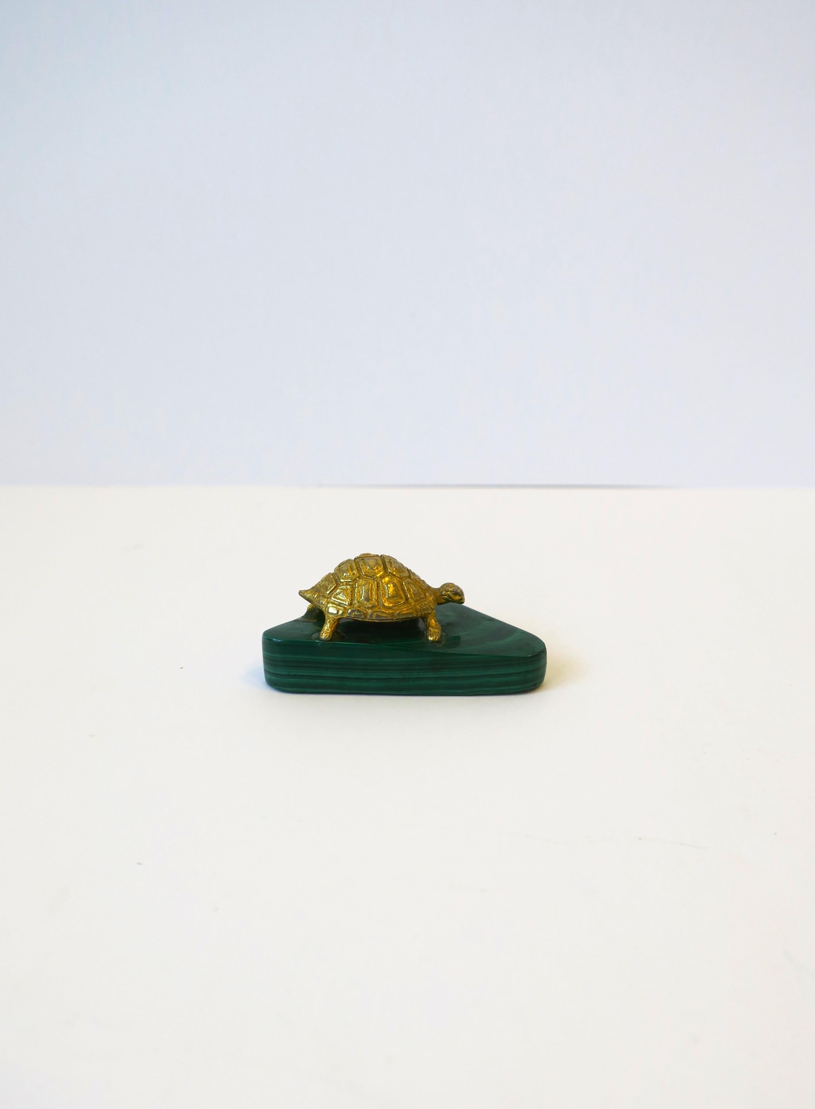 Malachite and Gold Gilt Bronze Turtle Animal Sculpture Decorative Object 3