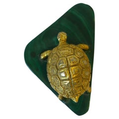 Malachite and Gold Gilt Bronze Turtle Animal Sculpture Decorative Object