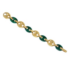 Malachite and gold Nautical bracelet