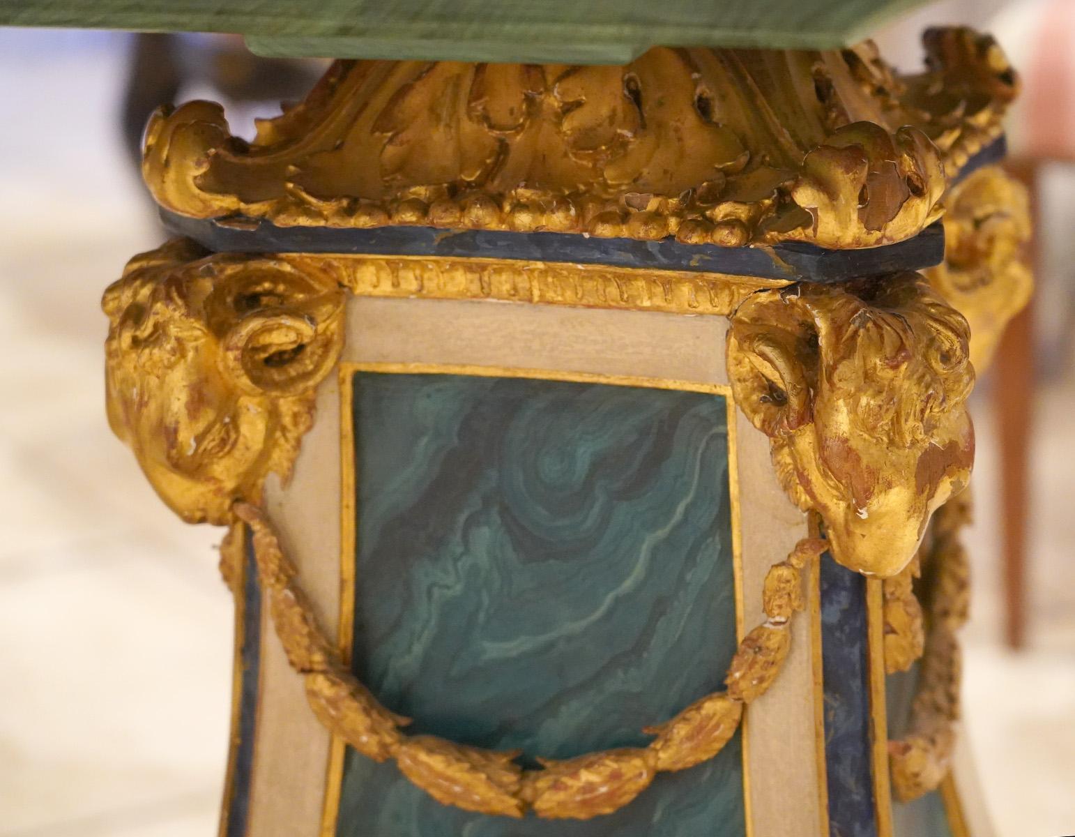 Malachite and Lapis Lazuli Dining Table on Twin Carved Baroque Style Pedestals 3