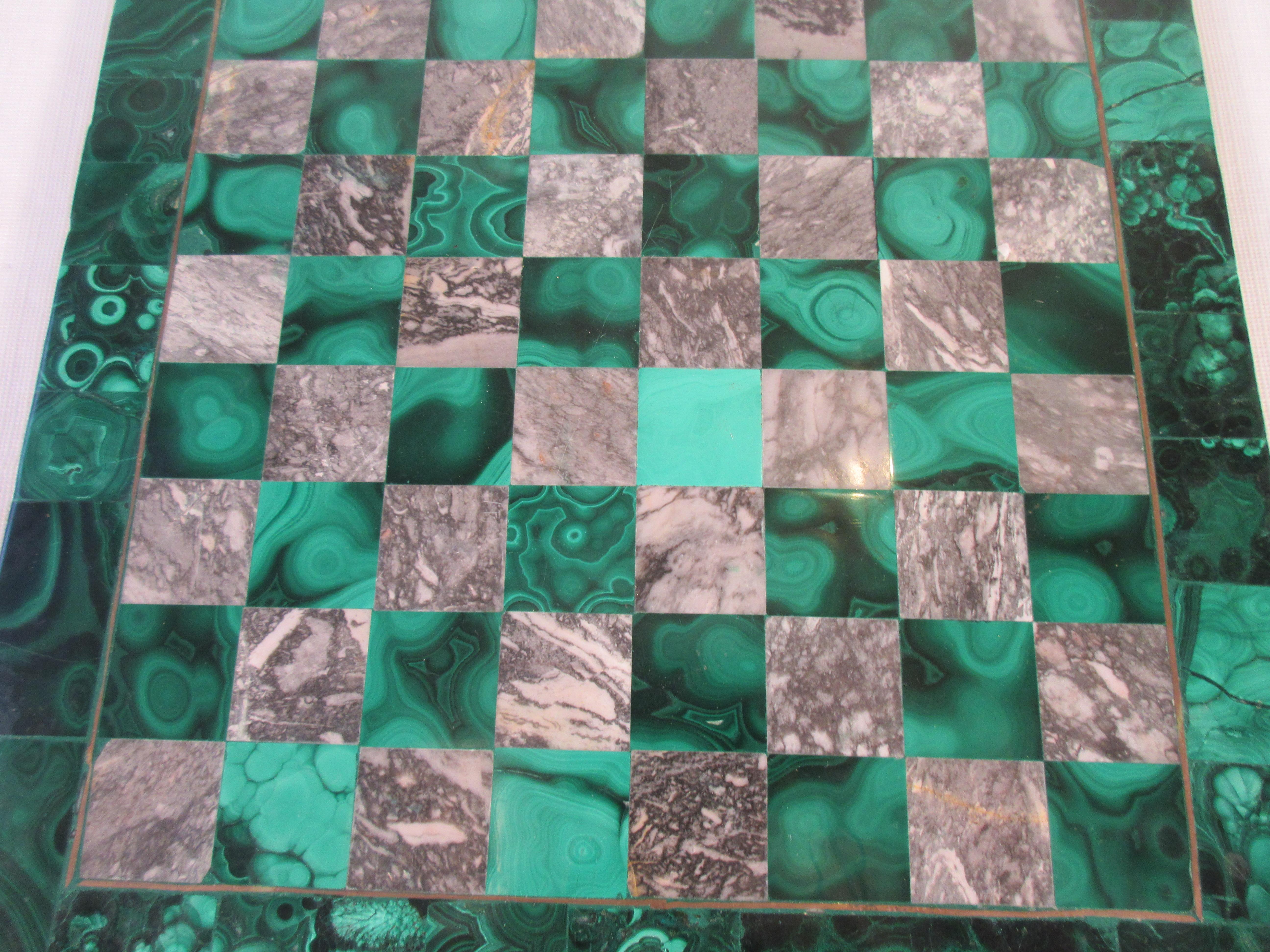 Late 20th Century Malachite and Marble Chess Board
