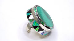 Vintage Malachite and Opal Huge Art Deco Cocktail Ring