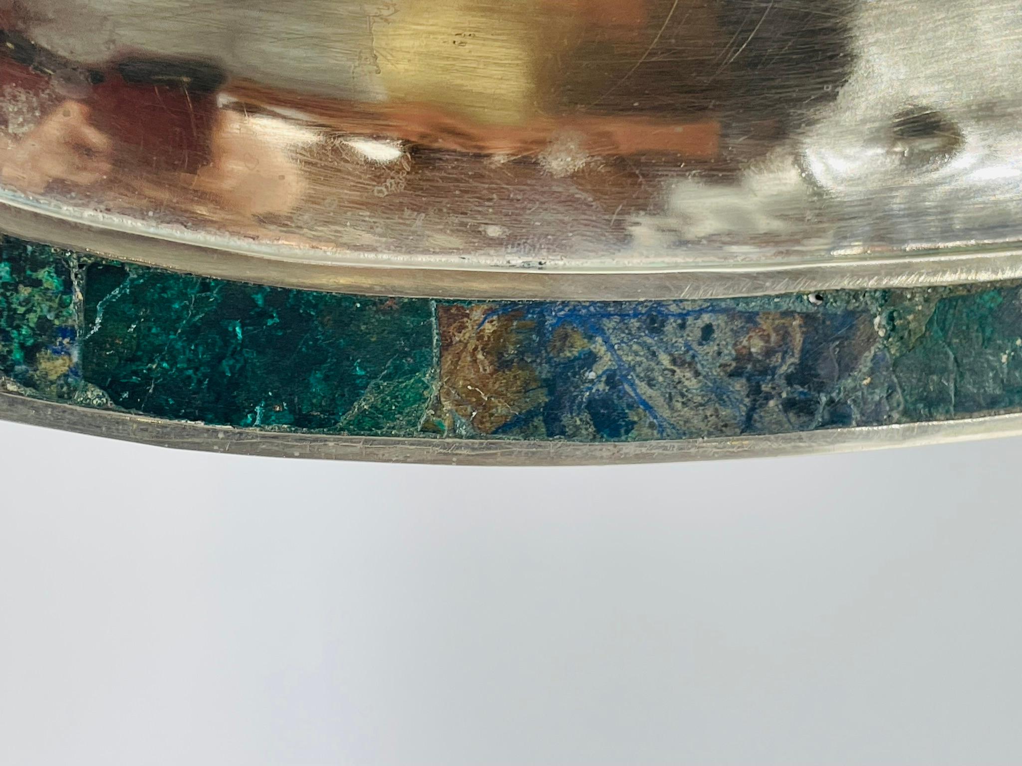 Vassoio in malachite e placca d'argento, Messico, anni '50, nello stile di Los Castillo in vendita 2
