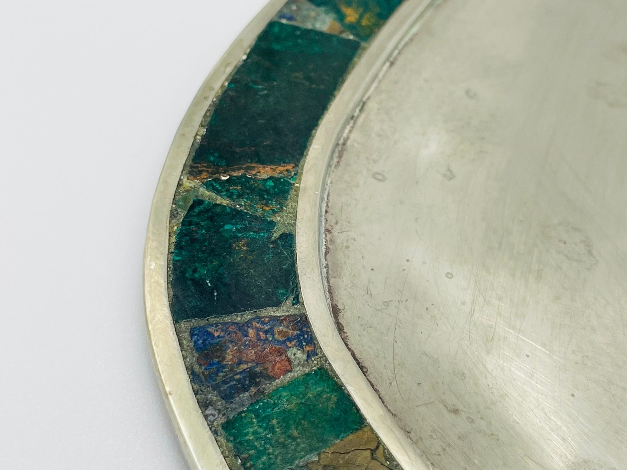 Vassoio in malachite e placca d'argento, Messico, anni '50, nello stile di Los Castillo in vendita 7