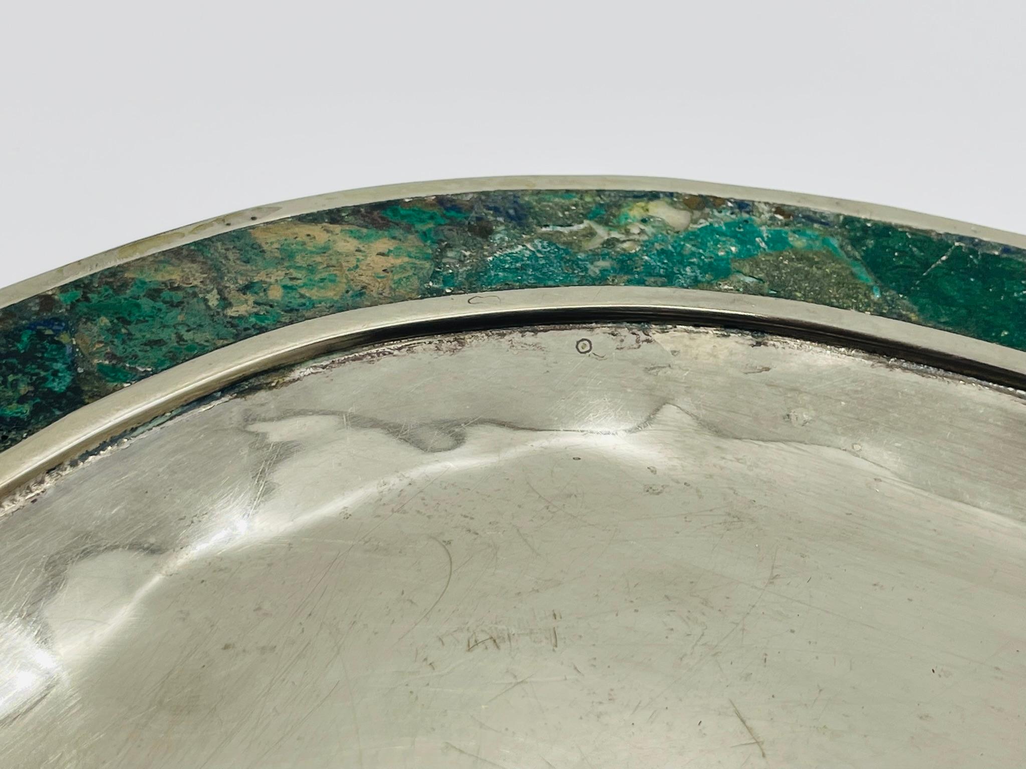 Vassoio in malachite e placca d'argento, Messico, anni '50, nello stile di Los Castillo in vendita 8