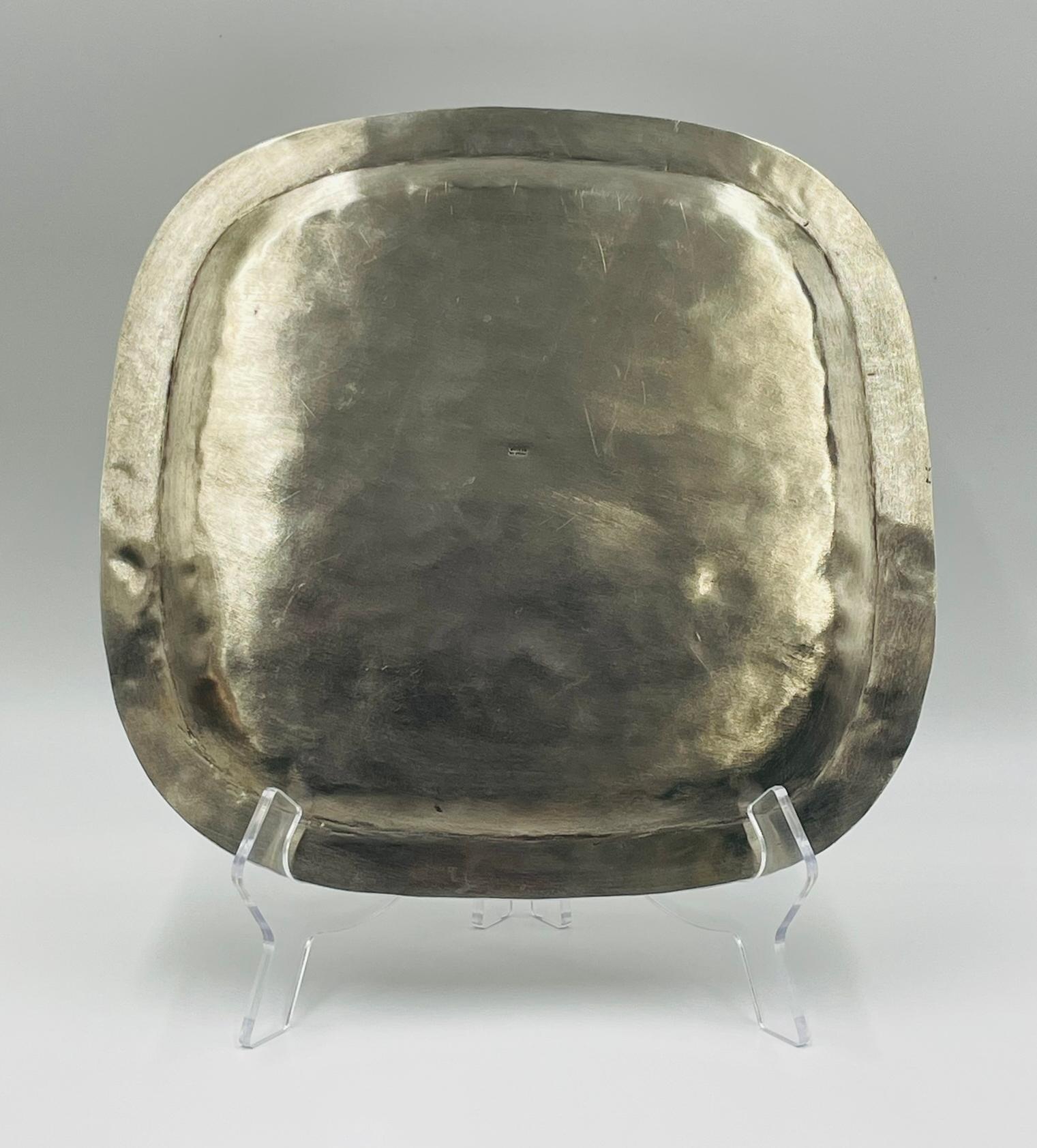 Messicano Vassoio in malachite e placca d'argento, Messico, anni '50, nello stile di Los Castillo in vendita