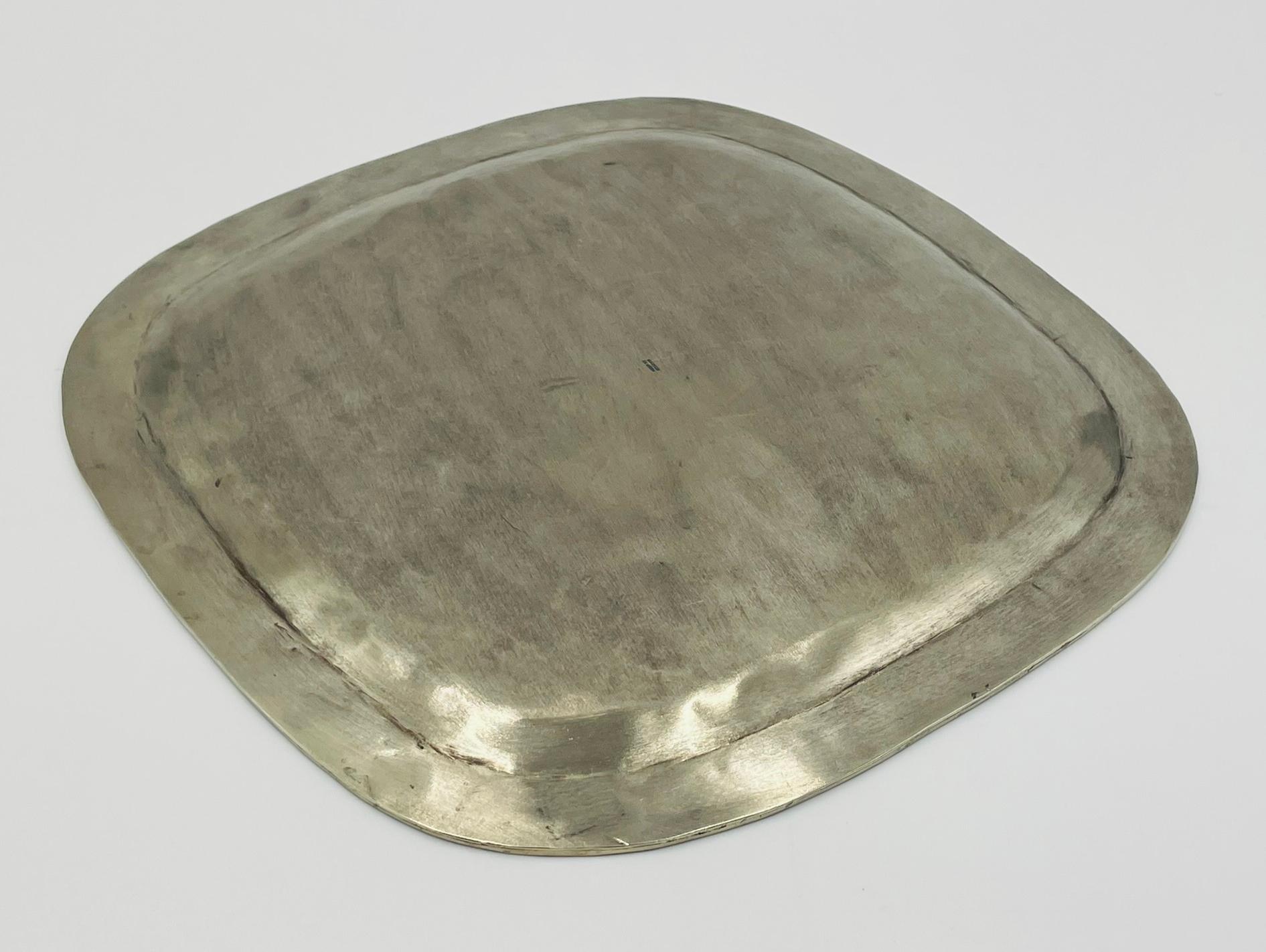 Vassoio in malachite e placca d'argento, Messico, anni '50, nello stile di Los Castillo in vendita 1