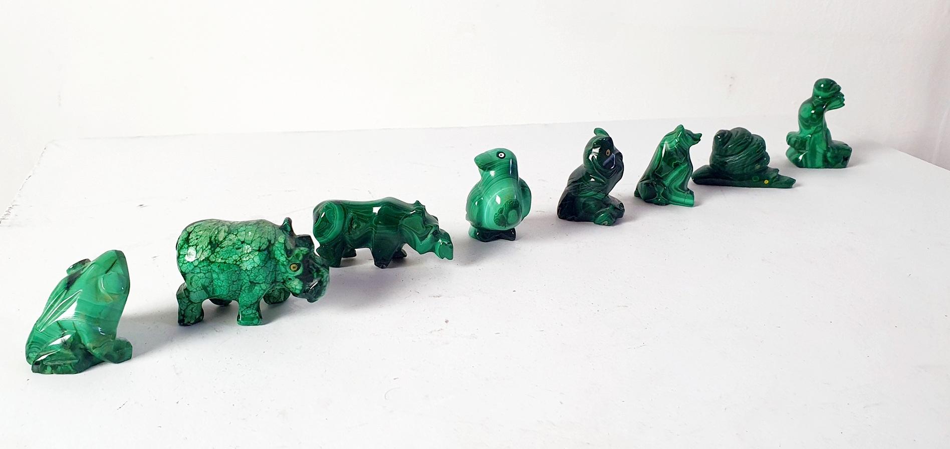 Mid-Century Modern Malachite Animal Collection For Sale