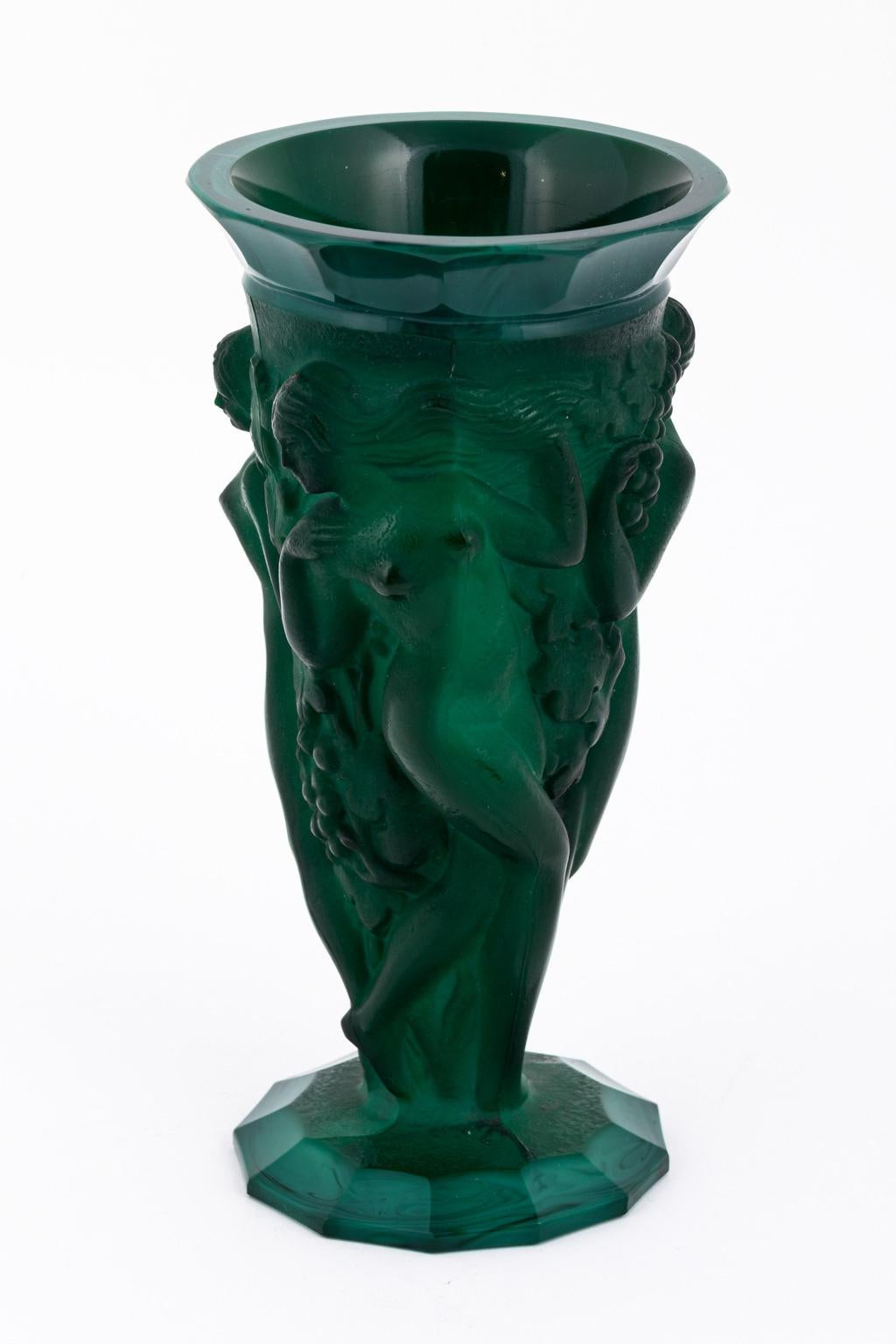 Malachite Art Deco vase. Czech Bohemian circa 1930s. Curt Schlevegt Co. Ingrid Collection.