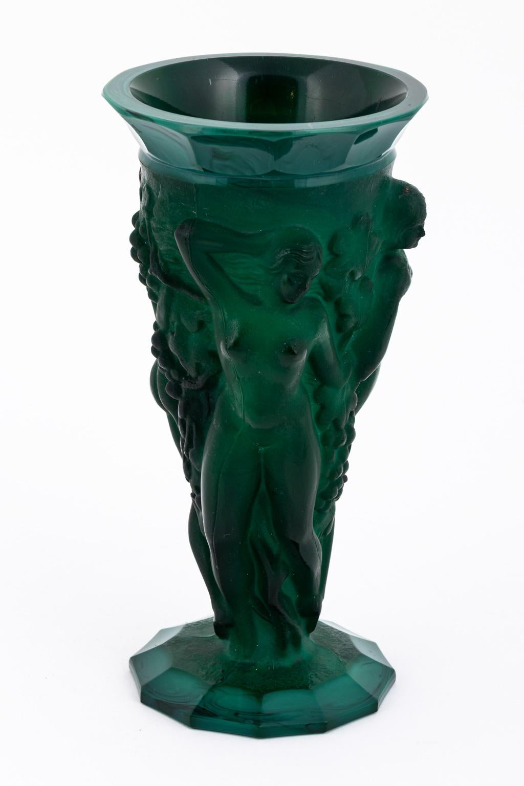 Malachite Art Deco Glass Vase 1