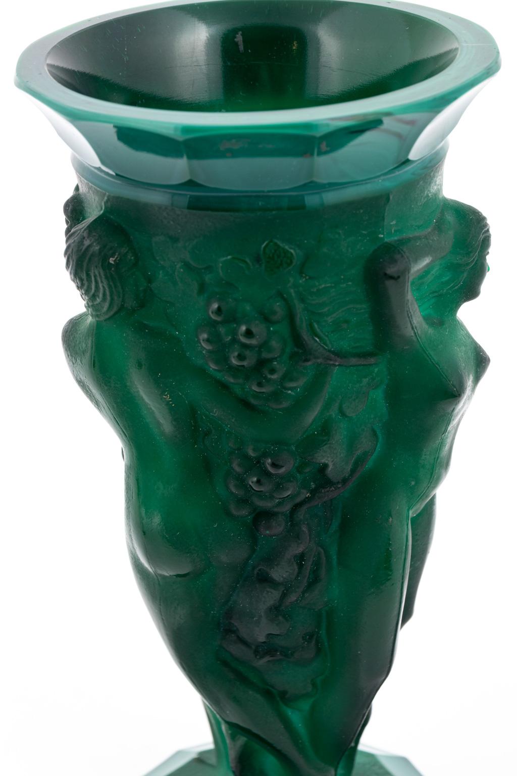 Malachite Art Deco Glass Vase 3