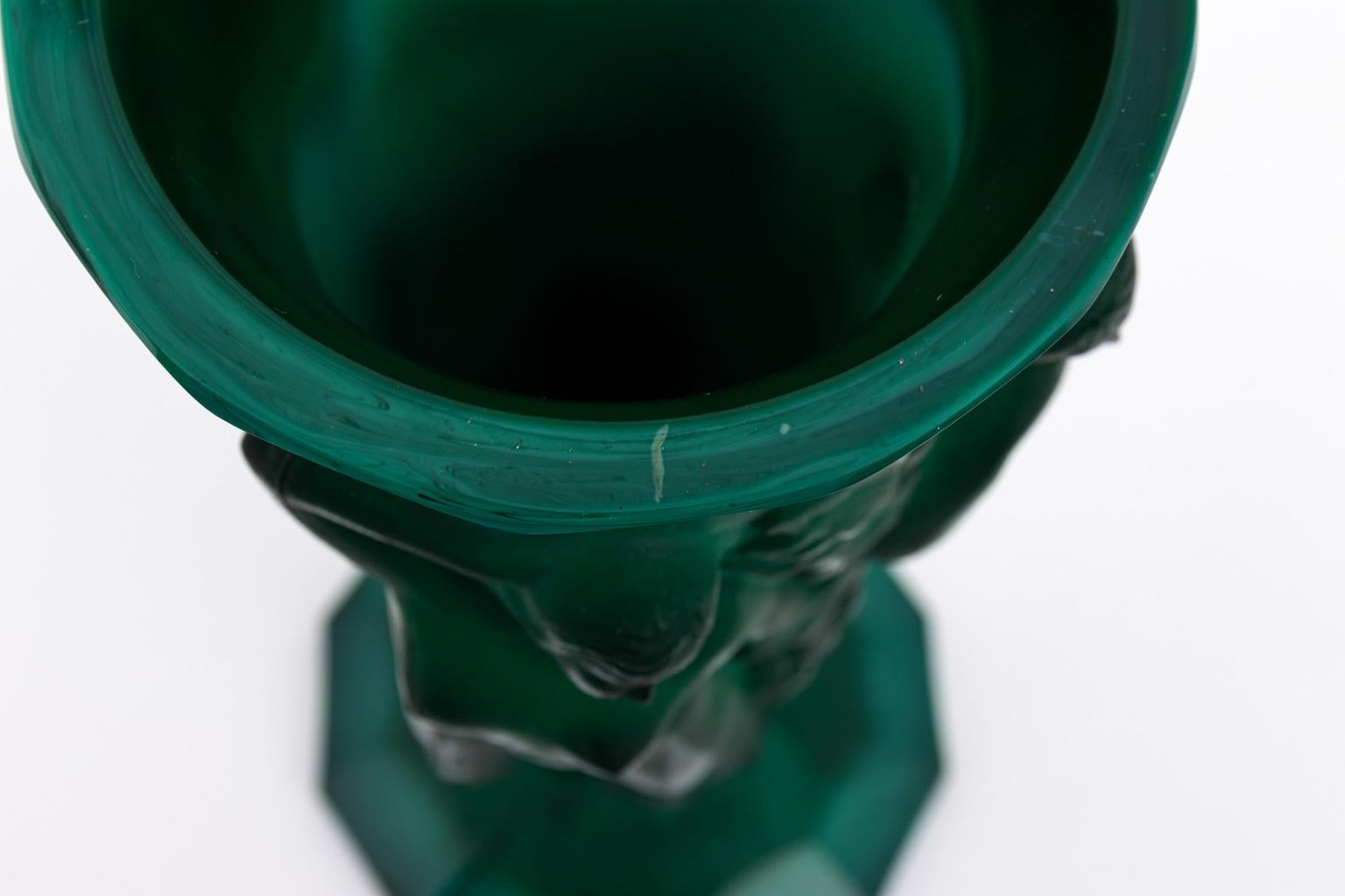 Malachite Art Deco Glass Vase 5